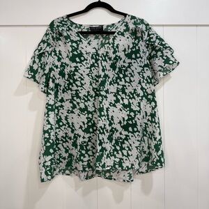 Lane Bryant Green and White Blouse